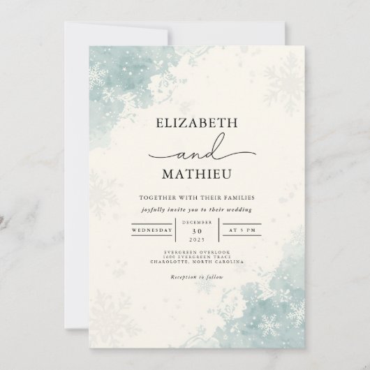 Soft Blue Abstract Floral Wedding Kaart (Voorkant)