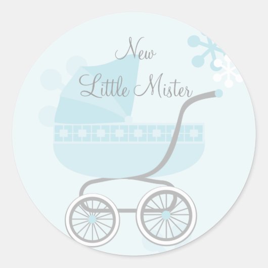 Soft Blue Baby Buggy Ronde Sticker (Voorkant)