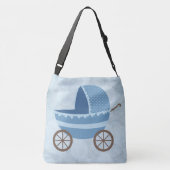 Soft Blue Baby Carriage Bokeh Crossbody Tas (Achterkant)