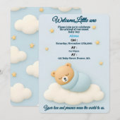 Soft Blue Baby shower Invitation Boy Kaart (Voorkant / Achterkant)