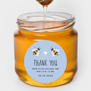 Soft Blue Baby tot bijenschower Dank u Ronde Sticker