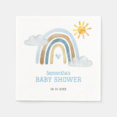 Soft Blue Boho Rainbow Baby shower servetten (Voorkant)