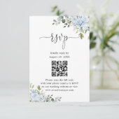 Soft Blue Botanical Wedding Website QR Code RSVP (Debout devant)