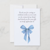 Soft Blue Bow Boy Baby Shower Bedankkaart (Achterkant)