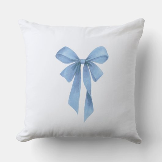 Soft Blue Bow Boy Baby Shower Kussen (Voorkant)