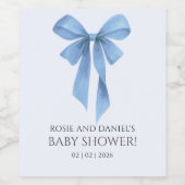 Soft Blue Bow Boy Baby Shower Wijn Etiket (Enkel label)