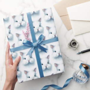 Soft Blue Bunny Pastel Waterverf Wrapping Paper Cadeaupapier