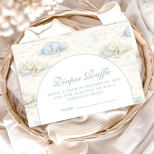 Soft Blue Dino Diapper Raffle Informatiekaartje