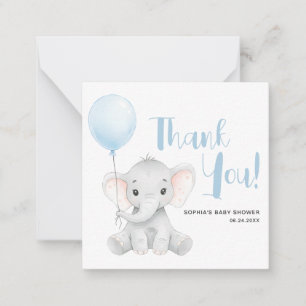 Soft Blue Elephant Baby shower Budget Bedankt Notitiekaartje