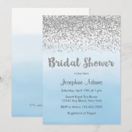 Soft Blue en Silver Bridal Shower Invitation Kaart