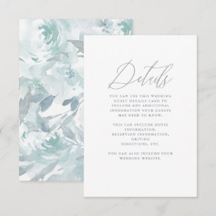Soft Blue Floral met kalligrafie Informatiekaartje