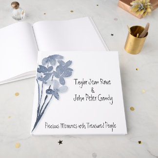 Soft Blue Flower Wedding Guest Book Gastenboek