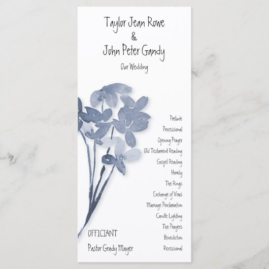 Soft Blue Flower Wedding Programme (Devant)