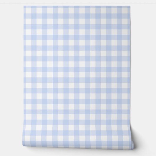 Soft Blue Gingham Check Wallpaper Behang (Afrollen)