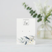 Soft Blue Gold Leafy Botanical Logo Earling Holder Visitekaartje (Staand voorkant)