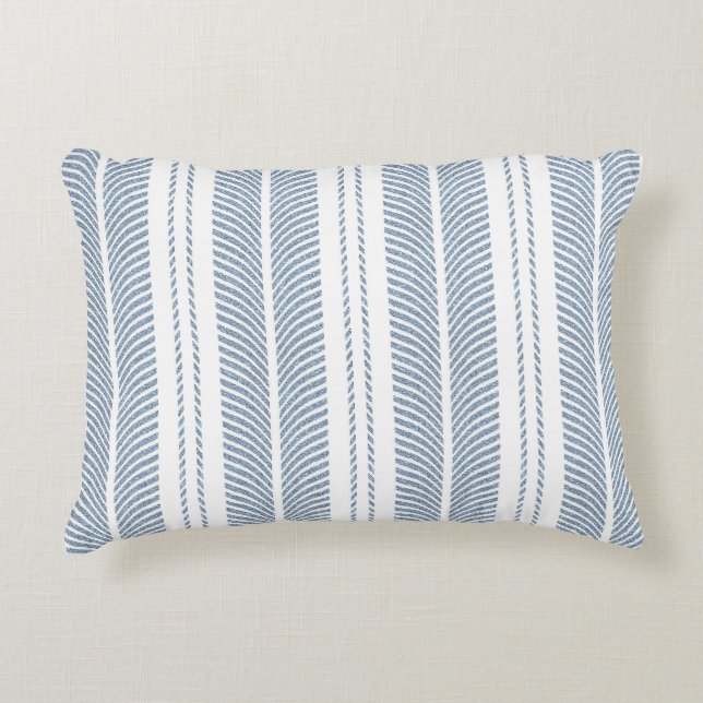 Soft Blue Herringbone Fern Striped Pattern Accent Kussen (Voorkant)