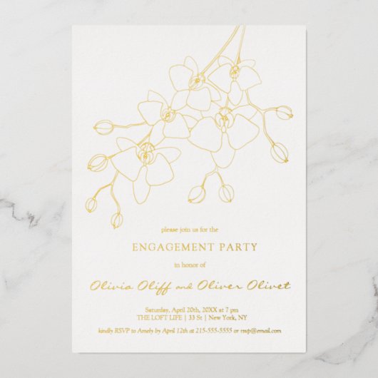 Soft Blue Orchid Engagement Party Invitation (Recto)