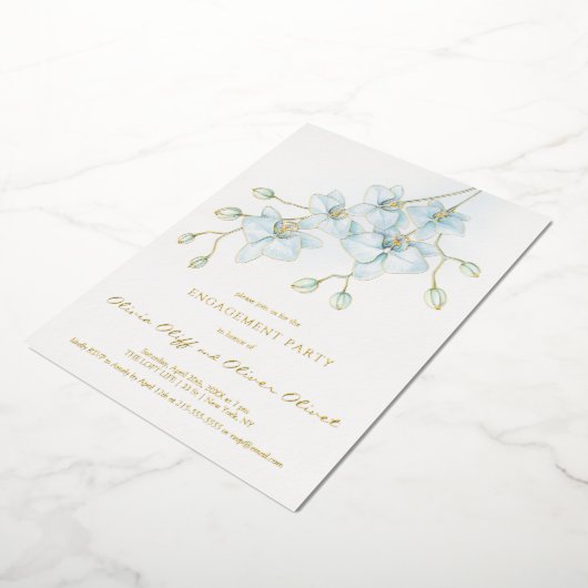 Soft Blue Orchid Engagement Party Invitation (Rotation)