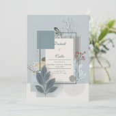 Soft Blue & Sage Bloemen Botanische Huwelijk Kaart (Staand voorkant)