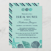 Soft Blue Seashells Invitation for Summer Wedding Kaart (Voorkant / Achterkant)