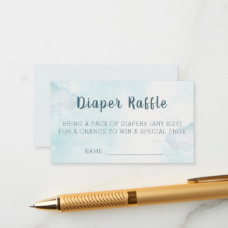 Soft Blue Sky Clouds Baby Shower Diaper Raffle Informatiekaartje