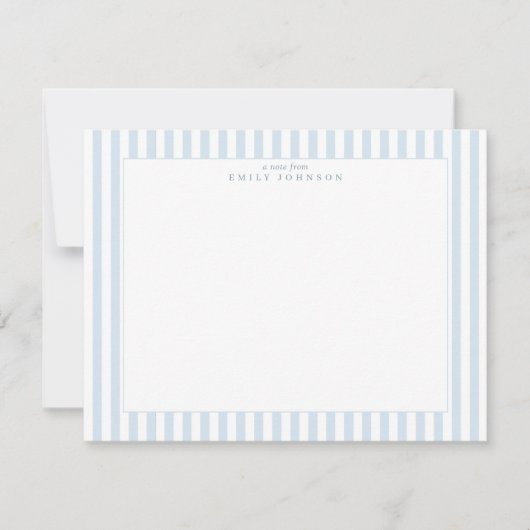Soft Blue Striped Note Card Kaart (Voorkant)