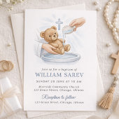 Soft Blue Teddy Bear Baptism  Kaart