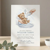 Soft Blue Teddy Bear Baptism  Kaart