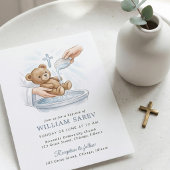 Soft Blue Teddy Bear Baptism  Kaart