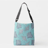Soft Blue Tribal Stingrays Crossbody Tas (Voorkant)