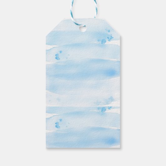 Soft Blue Watercolor Brush Cadeaulabel (Achterkant)