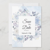 Soft Blue Watercolor Floral Wedding Invitation (Dos)