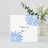 Soft Blue Waterverf Daisies Bedankkaart (Staand voorkant)