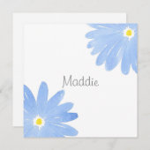 Soft Blue Waterverf Daisies Notitiekaartje (Voorkant / Achterkant)