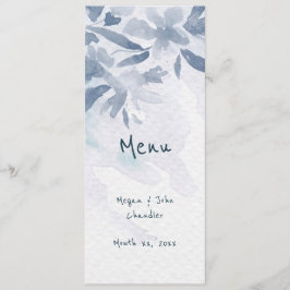 Soft Blue Waterverf Leaves Wedding Menu