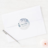 Soft Blue Waterverf Leaves Wedding Ronde Sticker (Envelop)