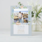 Soft Blue Waterverf Sketting Floral Save The Date (Staand voorkant)