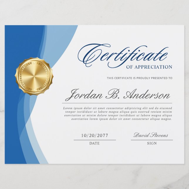 Soft Blue Wave Professional-certificaattoekenning (Voorkant)
