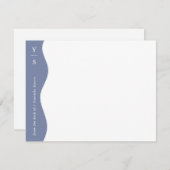 Soft Blue Wavy Bold Initialen Modern Notitiekaartje (Voorkant / Achterkant)