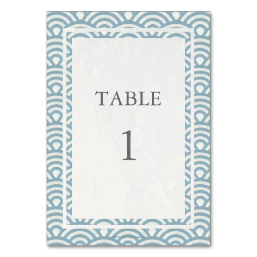 Soft Blue + White Japanese Seightable Table Number Kaart (Achterkant)