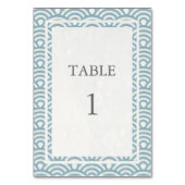 Soft Blue + White Japanese Seightable Table Number Kaart (Voorkant)