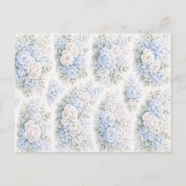 Soft Blue White Watercolor Floral Pattern Elegant  Briefkaart