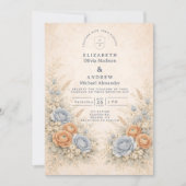 Soft Blue Wildflower Garden Wedding Kaart (Voorkant)