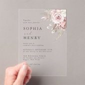 Soft Blush Bloemen Acryl Huwelijksuitnodiging Acryl Uitnodigingen (Insitu (Draagbaar))