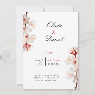 Soft Blush Blossom Wedding Invitation Kaart