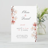 Soft Blush Blossom Wedding Invitation Kaart (Staand voorkant)
