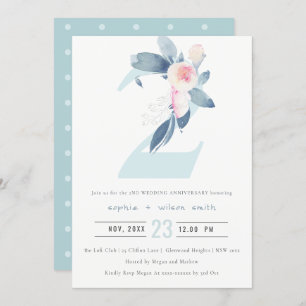 SOFT BLUSH BLUE FLORAL 2E JAAR JUBILEUM KAART