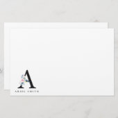 SOFT BLUSH BLUE FLORAL ALPHABETS NAME BRIEF A BRIEFPAPIER (Voorkant / Achterkant)