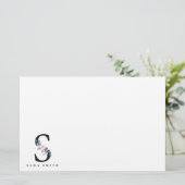 SOFT BLUSH BLUE FLORAL ALPHABETS NAME BRIEF BRIEFPAPIER (Staand voorkant)