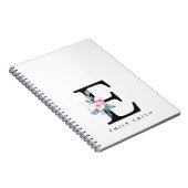 SOFT BLUSH BLUE FLORAL ALPHABETS NAME BRIEF E NOTITIEBOEK (Rechterzijde)